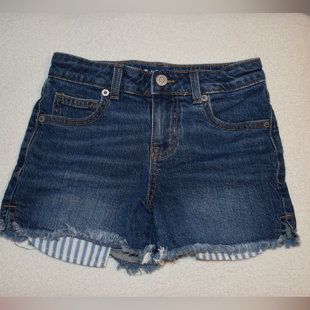 Cat & Jack Blue Denim Shorts with Striped Hem